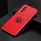 For Xiaomi Redmi K60 Pro Metal Ring Holder 360 Degree Rotating TPU Case(Red+Red) - 1