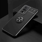 For Xiaomi Redmi K60 Pro Metal Ring Holder 360 Degree Rotating TPU Case(Black+Black) - 1