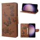 For Samsung Galaxy S23 5G Butterfly Embossed Horizontal Flip Leather Phone Case(Brown) - 1