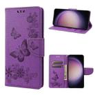For Samsung Galaxy S23 5G Butterfly Embossed Horizontal Flip Leather Phone Case(Purple) - 1
