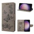 For Samsung Galaxy S23 5G Butterfly Embossed Horizontal Flip Leather Phone Case(Grey) - 1