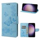 For Samsung Galaxy S23 5G Butterfly Embossed Horizontal Flip Leather Phone Case(Blue) - 1