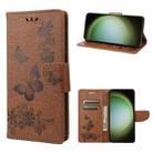 For Samsung Galaxy S23 Ultra 5G Butterfly Embossed Horizontal Flip Leather Phone Case(Brown) - 1