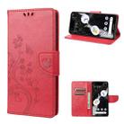 For Google Pixel 7a Butterfly Flower Pattern Flip Leather Phone Case(Red) - 1