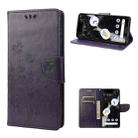 For Google Pixel 7a Butterfly Flower Pattern Flip Leather Phone Case(Dark Purple) - 1