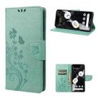 For Google Pixel 7a Butterfly Flower Pattern Flip Leather Phone Case(Green) - 1