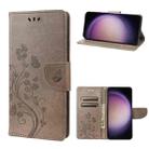 For Samsung Galaxy S23 5G Butterfly Flower Pattern Flip Leather Phone Case(Grey) - 1