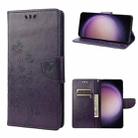 For Samsung Galaxy S23 5G Butterfly Flower Pattern Flip Leather Phone Case(Dark Purple) - 1