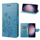For Samsung Galaxy S23 5G Butterfly Flower Pattern Flip Leather Phone Case(Blue) - 1
