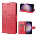 For Samsung Galaxy S23+ 5G Butterfly Flower Pattern Flip Leather Phone Case(Red) - 1