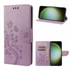 For Samsung Galaxy S23 Ultra 5G Butterfly Flower Pattern Flip Leather Phone Case(Light Purple) - 1