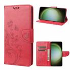 For Samsung Galaxy S23 Ultra 5G Butterfly Flower Pattern Flip Leather Phone Case(Red) - 1