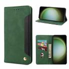 For Samsung Galaxy S23 Ultra 5G Skin Feel Splicing Leather Phone Case(Green) - 1