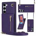 For Samsung Galaxy S23 5G Cross-body Zipper Square TPU+PU Back Cover Case(Purple) - 1