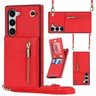 For Samsung Galaxy S23+ 5G Cross-body Zipper Square TPU+PU Back Cover Case(Red) - 1