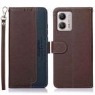 For Motorola Moto G53 5G KHAZNEH Litchi Texture Leather RFID Phone Case(Brown) - 1