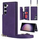 For Samsung Galaxy S23 5G Cross-body Square Double Buckle Flip Card Bag TPU+PU Case(Purple) - 1