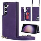 For Samsung Galaxy S23+ 5G Cross-body Square Double Buckle Flip Card Bag TPU+PU Case(Purple) - 1