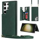 For Samsung Galaxy S23 Ultra 5G Cross-body Square Double Buckle Flip Card Bag TPU+PU Case(Green) - 1