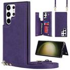 For Samsung Galaxy S23 Ultra 5G Cross-body Square Double Buckle Flip Card Bag TPU+PU Case(Purple) - 1