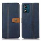 For Motorola Moto E13 4G 2023 Stitching Thread Calf Texture Leather Phone Case(Blue) - 1