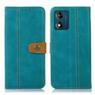 For Motorola Moto E13 4G 2023 Stitching Thread Calf Texture Leather Phone Case(Green) - 1