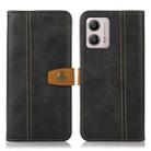 For Motorola Moto G53 5G / G23 / G13 Stitching Thread Calf Texture Leather Phone Case(Black) - 1