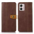 For Motorola Moto G53 5G / G23 / G13 Stitching Thread Calf Texture Leather Phone Case(Brown) - 1