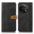 For OnePlus 11 5G Stitching Thread Calf Texture Leather Phone Case(Black) - 1