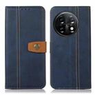 For OnePlus 11 5G Stitching Thread Calf Texture Leather Phone Case(Blue) - 1