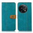 For OnePlus 11 5G Stitching Thread Calf Texture Leather Phone Case(Green) - 1