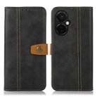 For OnePlus Nord CE 3 5G Stitching Thread Calf Texture Leather Phone Case(Black) - 1