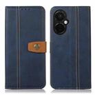 For OnePlus Nord CE 3 5G Stitching Thread Calf Texture Leather Phone Case(Blue) - 1