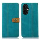 For OnePlus Nord CE 3 5G Stitching Thread Calf Texture Leather Phone Case(Green) - 1