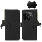 For OnePlus 11 Genuine Leather Magnetic RFID Leather Phone Case(Black) - 1