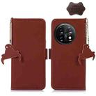 For OnePlus 11 Genuine Leather Magnetic RFID Leather Phone Case(Coffee) - 1