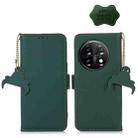 For OnePlus 11 Genuine Leather Magnetic RFID Leather Phone Case(Green) - 1