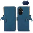 For OnePlus Nord CE 3 Lite Genuine Leather Magnetic RFID Leather Phone Case(Blue) - 1