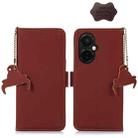 For OnePlus Nord CE 3 Lite Genuine Leather Magnetic RFID Leather Phone Case(Coffee) - 1