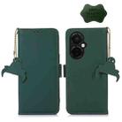 For OnePlus Nord CE 3 Lite Genuine Leather Magnetic RFID Leather Phone Case(Green) - 1
