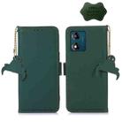 For Motorola Moto E13 Genuine Leather Magnetic RFID Leather Phone Case(Green) - 1