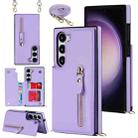 For Samsung Galaxy S23 5G Cross-body Zipper Square Phone Case(Purple) - 1