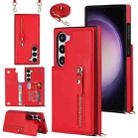 For Samsung Galaxy S23+ 5G Cross-body Zipper Square Phone Case(Red) - 1