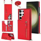 For Samsung Galaxy S23 Ultra 5G Cross-body Zipper Square Phone Case(Red) - 1