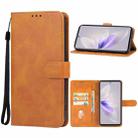 For vivo V27e Leather Phone Case(Brown) - 1