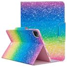 For iPad Pro 11 (2020) Colored Drawing Horizontal Flip PU Leather Tablet Case with Holder & Card Slots(Striped Rainbow Sand) - 1