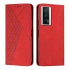 For Xiaomi Redmi K60 / K60 Pro Diamond Pattern Skin Feel Magnetic Leather Phone Case(Red) - 1