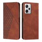 For Xiaomi Redmi Note 12 Pro 5G Global Diamond Pattern Skin Feel Magnetic Leather Phone Case(Brown) - 1