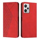 For Xiaomi Redmi Note 12 Pro 5G Global Diamond Pattern Skin Feel Magnetic Leather Phone Case(Red) - 1