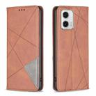 For Motorola Moto G73 5G Prismatic Invisible Magnetic Leather Phone Case(Brown) - 1